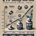 DALL·E 2025-03-18 12.50.27 - A visually appealing infographic showing ETF savings growth over time. The image should depict a graph with two lines_ one for total invested capital